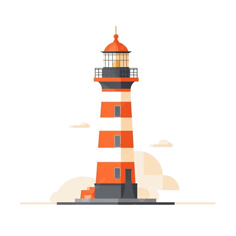 Lighthouse Building In Flat Style, Lighthouse, Marine, Ocean PNG Transparent Image and Clipart ...