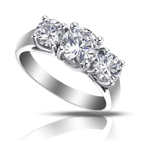 1.93 ct Ladies Three Stone Round Cut Diamond Engagement Ring