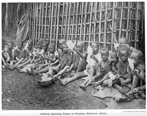 Children Spinning Cotton in Fumban, Kamerun, Africa - May, 1921, Brownie Magazine - a photo on ...