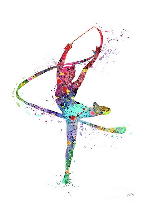 Rhythmic Gymnastics Print Sports Print Watercolor Print Dancer Girl Digital Art by White Lotus ...