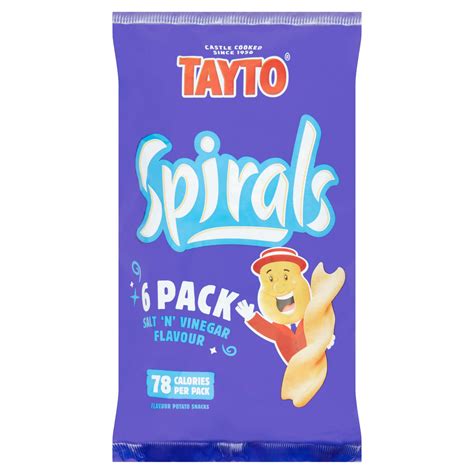 Tayto Salt 'N' Vinegar Flavour Spirals 6 x 16g | Multipack Crisps | Iceland Foods