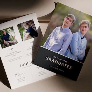 Twin's Graduation Announcement Template, Class of 2023, Senior Photo ...