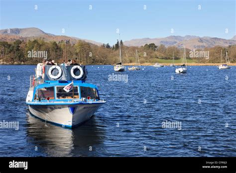 Sightseeing tours boat on Lake Windermere in the Lake District National ...