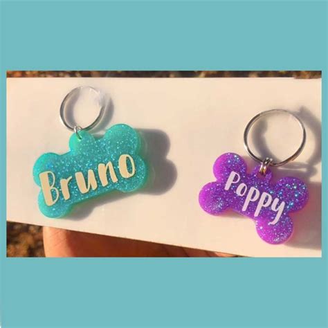 Glitter Pet Tags in 2023 | Dog tags diy, Pet tags, Custom dog tags