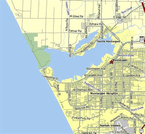 Muskegon Lake Map Showing Depth | muskegonmap.jpg (34446 bytes) | Lake ...