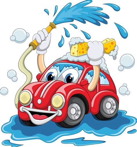 Cartoon car washing with water pipe and sponge 5332449 Vector Art at Vecteezy