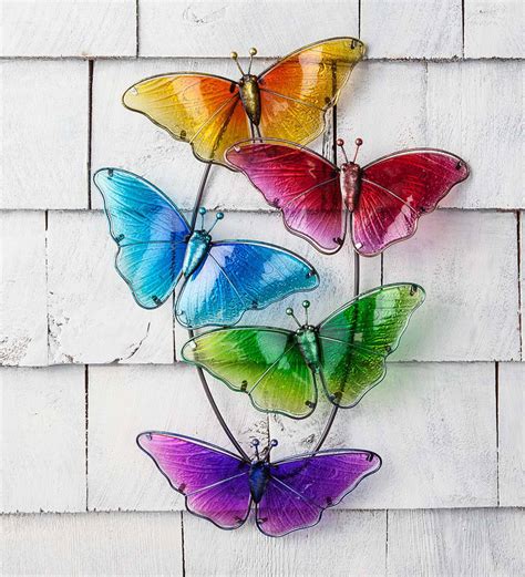 Metal and Glass Butterfly Wall Art | Wind and Weather