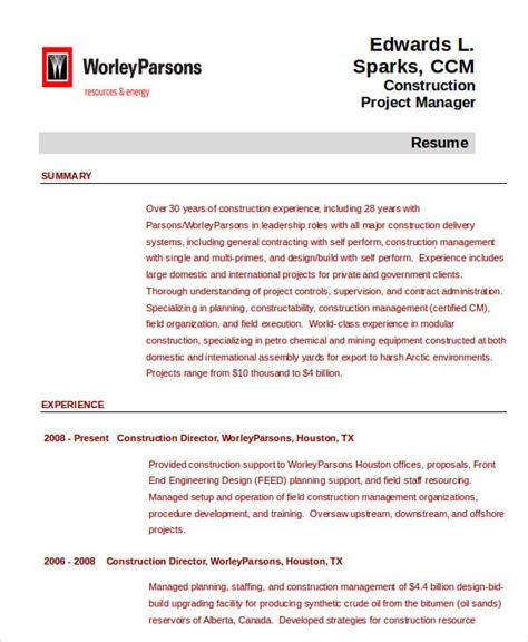 Project Management Resume Example - 10+ Free Word, PDF Documents Download | Free & Premium Templates