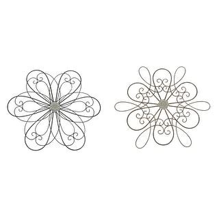 30 Inch Rustic Wood Metal Flower Sculpture Wall Hanging (Set Of 2) - Bed Bath & Beyond - 35101852