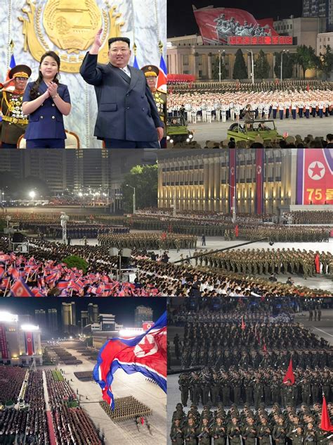 Collage of photos of the DPRK celebrating its 75th founding anniversary ...