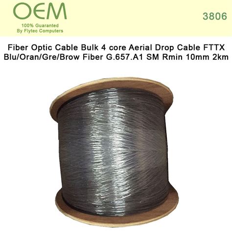 Fiber Optic Cable Bulk 4 core Aerial Drop Cable FTTX Blu/Oran/Gre/Brow Fiber G.657.A1 SM Rmin ...