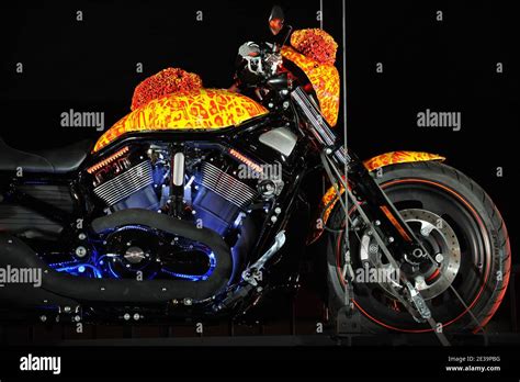 Artist Jack Armstrong's 'Cosmic Starship' Harley Davidson unveiling. Priced at USD one million ...