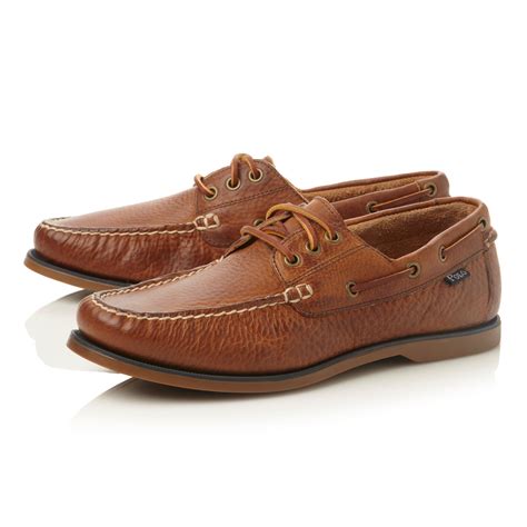 Polo ralph lauren Bienne Lace Up Tumbled Leather Boat Shoes in Brown ...