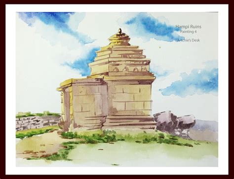 Original Water Color Paintings Hampi Ruins - Etsy