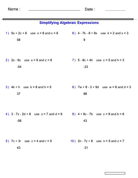 Algebraic Expressions Evaluating Two Variables Worksheets - 2-3-4 Terms | Made By Teachers