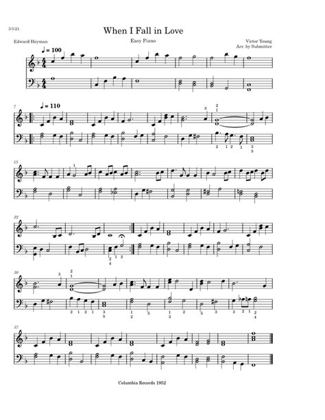 When I Fall in Love Sheet music for Piano (Solo) | Musescore.com