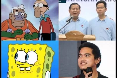 Beredar Meme di Sosial Media Foto Prabowo dan Gibran yang Mirip Karakter Spongebob, Gak Bahaya ...