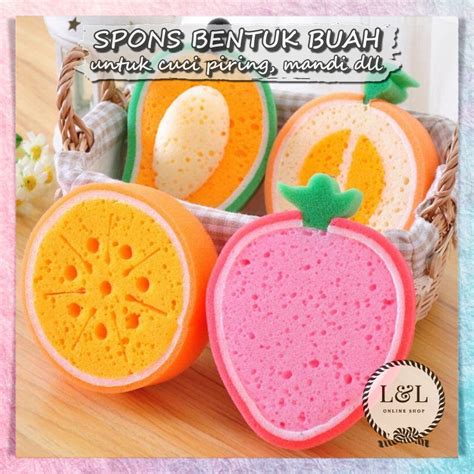 Spons Spon Sponge Spoon Cuci Piring Gelas Cangkir Perlatan Dapur Spon Mandi Buah Buahan Fruit ...