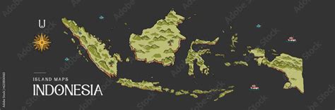 Isolated Indonesia islands map handdrawn illustration Stock Vector ...