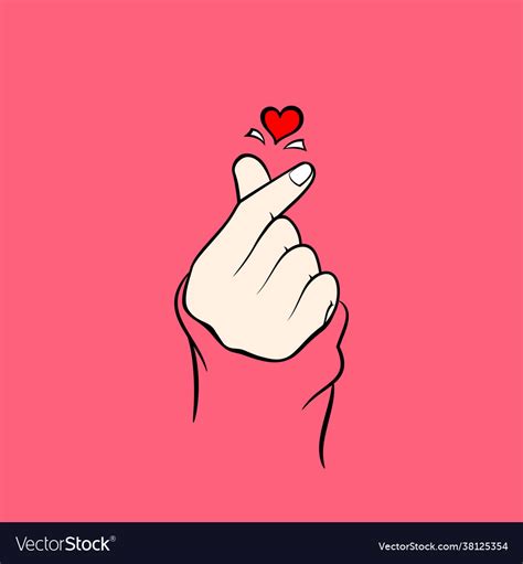 Heart finger hand korean love Royalty Free Vector Image