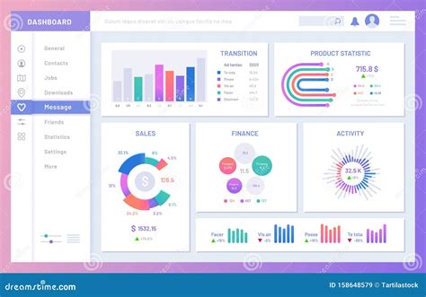 Dashboard Ui. Statistic Graphs, Data Charts and Diagrams Infographic ...