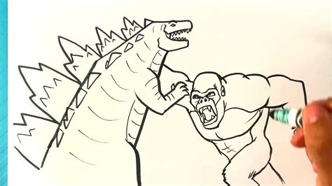 AMAZING How to Draw GODZILLA VS KING KONG Fighting - YouTube