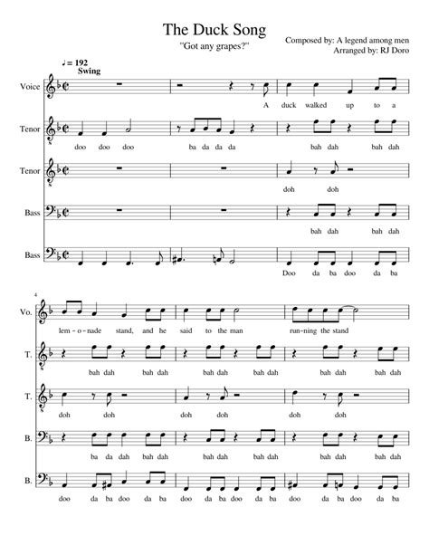 The Duck Song Sheet music for Vocals, Tenor, Bass (Choral) | Musescore.com