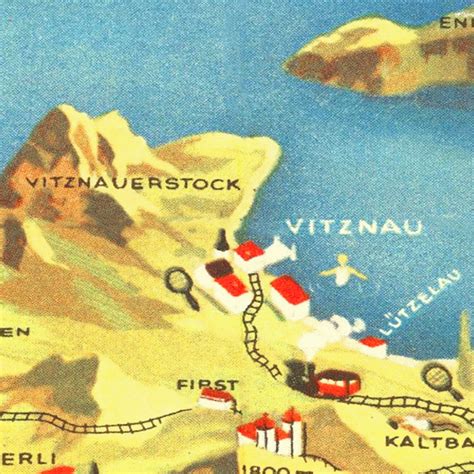 Vintage Map of Lake Lucerne, 1938 by Ted's Vintage Art