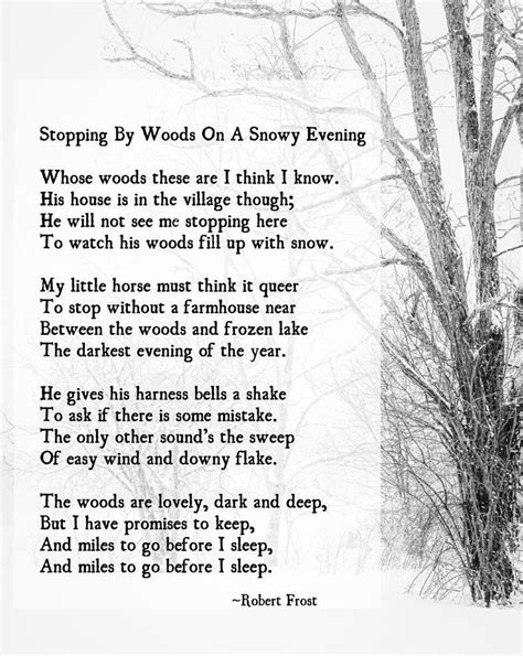 Stopping by Woods on a Snowy Evening, Robert Frost Poem, , Poetry Art ...