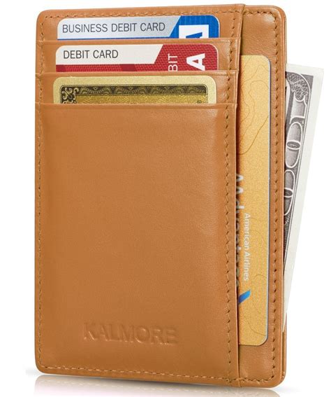 Credit Card Holder with ID Window,RFID Protected card wallet,Genuine Leather Slim Wallets for ...