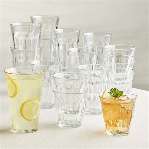 Duralex Picardie Glass Tumblers, Set of 18 + Reviews | Crate & Barrel