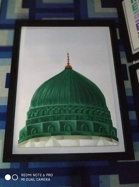 Lukisan Kubah Hijau Masjid Nabawi Madinah, Desain & Kerajinan Tangan ...