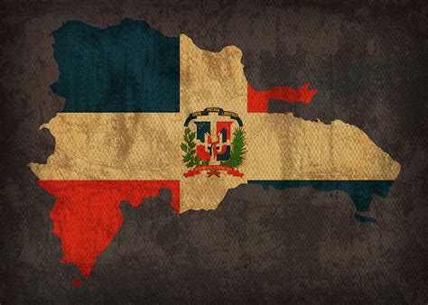 Dominican Republic Country Flag Map Mixed Media by Design Turnpike - Fine Art America