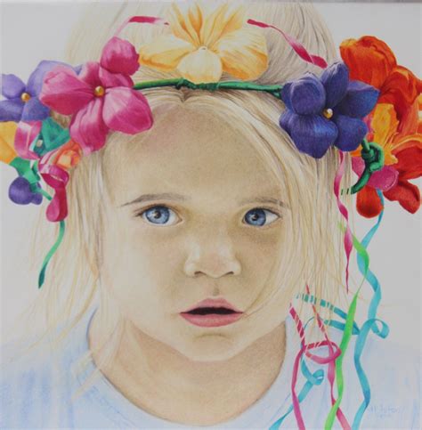 Colored pencil drawing of my grand daughter Clara with paper flowers "Flower Child" | Drawings ...