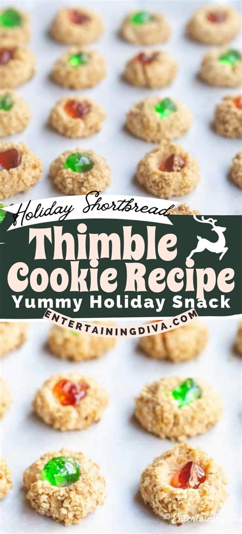 I love these shortbread thimble cookies rolled in nuts and filled with jam or jelly. The green ...