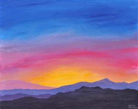 Mountain Sunrise original acrylic landscape painting on canvas | A R T J O U R N A L I N G ...