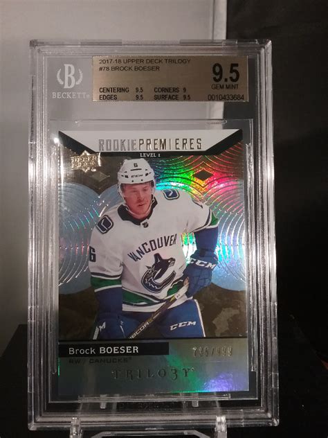 Brock Boeser 2017-18 Upper Deck Trilogy Rookie Premiere /999 RC BGS 9.5 GEM MINT | Heroes Sports ...