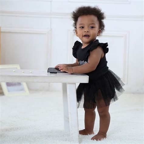 Newborn Baby Girls Tutu Dress My Little Black Dress Lace Infant Sleeveless Cotton Bodysuit Black ...