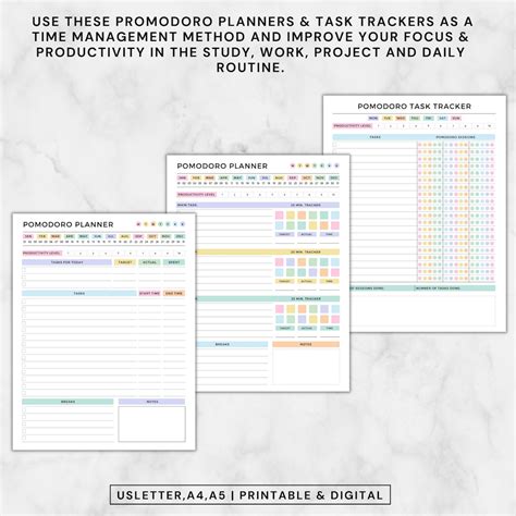 Pomodoro Planner Printableproductivity Planner Ipadstudy - Etsy