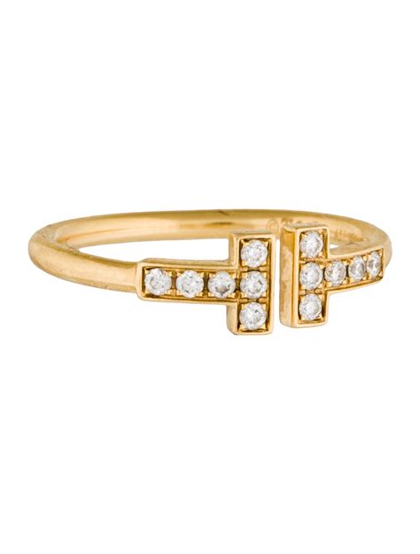 Tiffany & Co. 18K Diamond Tiffany T Wire Ring - 18K Yellow Gold Band, Rings - TIF45672 | The ...