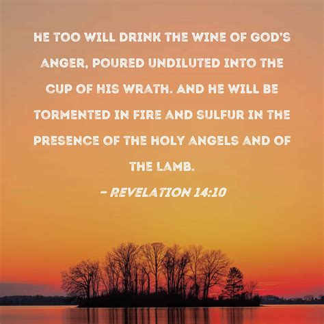 Revelation 14:10 he too will drink the wine of God's anger, poured ...