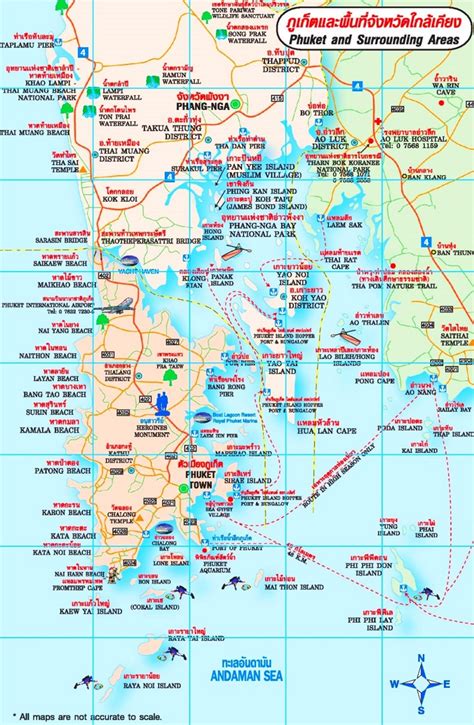 Map of Phuket and surrounding areas - Ontheworldmap.com