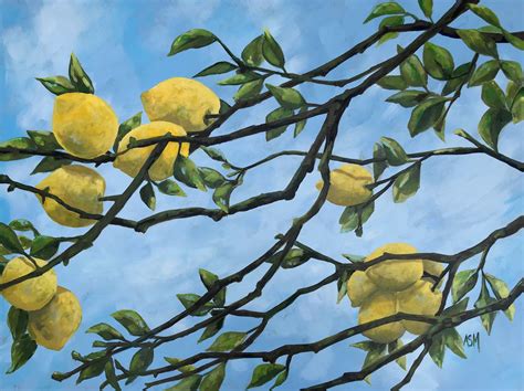 Large Canvas Italian Lemon Branches Painting, Large Canvas Lemon Art ...