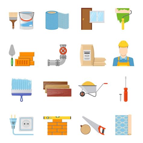 Free Vector | Construction Materials Icons Set