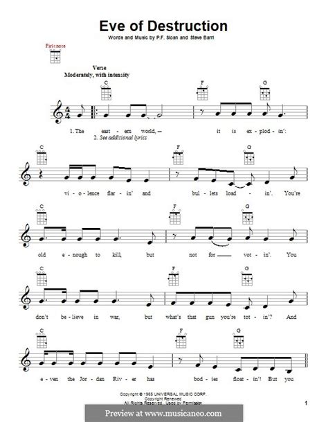 Eve of Destruction by P. Sloan, S. Barri - sheet music on MusicaNeo