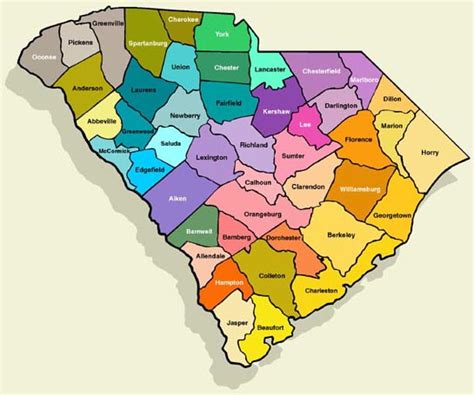 South Carolina County Map With Names