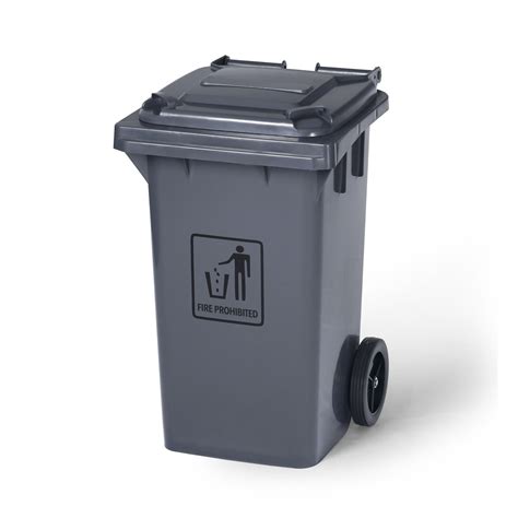 Trash Garbage Can Bin with Lid - with Wheels - 26 gal (100L) - Grey