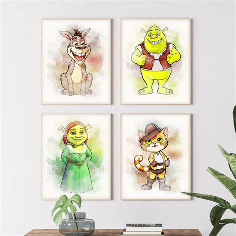 Nursery Poster Set of Shrek Movie Poster, Home Decor, Wall Art, Nursery ...