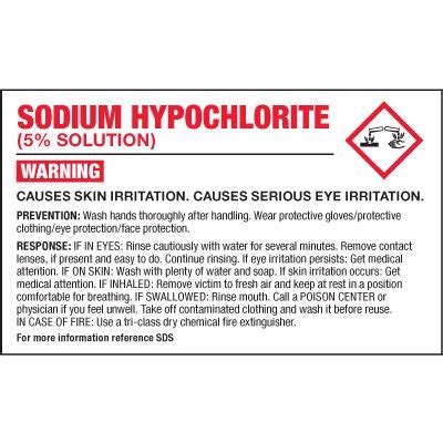 GHS Chemical Labels - Sodium Hypochlorite | Emedco