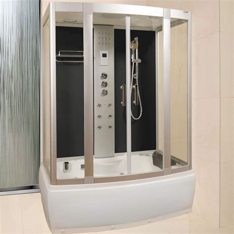 LWW2 1500 x 900mm Black Steam Shower Whirlpool and Airspa Bath